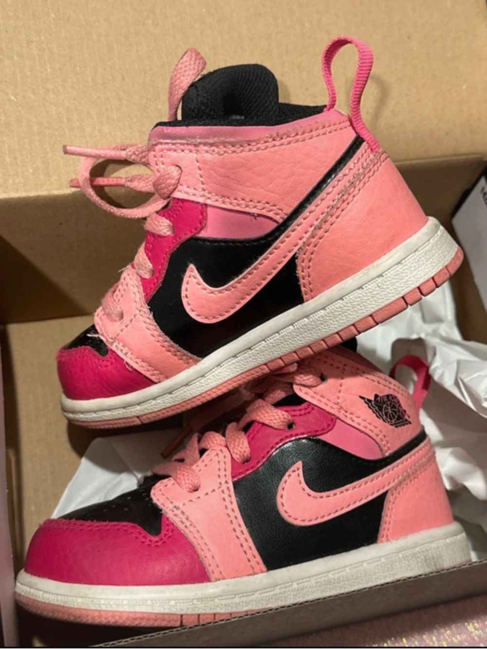 Jordan Kids' Pink and Black High-Top Sneakers